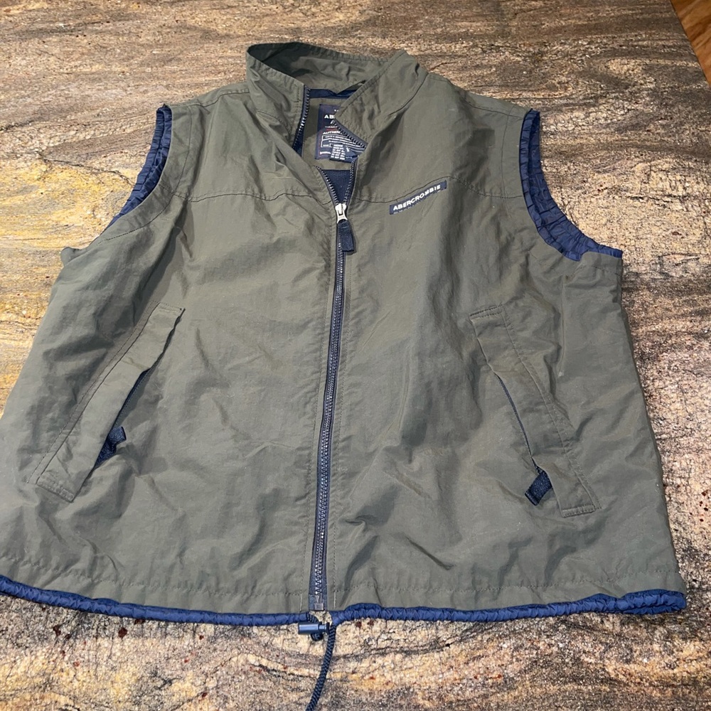 Abercrombie &‎ Fitch vest army green with navy lining men’s xl vintage